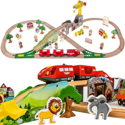 Kruzzel Houten Treinbaan - 57-Delig - 3,2 Meter Spoor