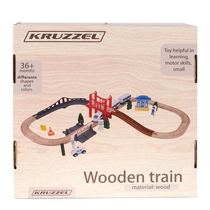 Kruzzel Houten Treinbaan - 37-Delig - 3,2 Meter Spoor met Trein