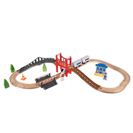 Kruzzel Houten Treinbaan - 37-Delig - 3,2 Meter Spoor met Trein