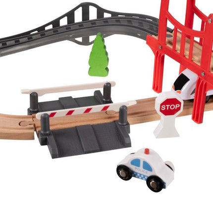 Kruzzel Houten Treinbaan - 37-Delig - 3,2 Meter Spoor met Trein