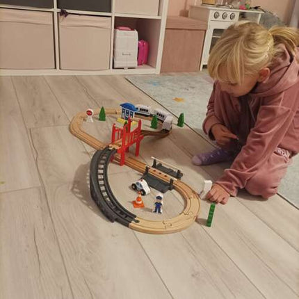 Kruzzel Houten Treinbaan - 37-Delig - 3,2 Meter Spoor met Trein