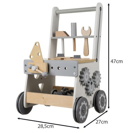 Kruzzel 3-in-1 Houten Werkbank - DIY Gereedschapskist en Loopwagen