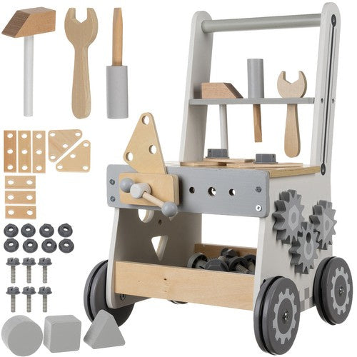 Kruzzel 3-in-1 Houten Werkbank - DIY Gereedschapskist en Loopwagen