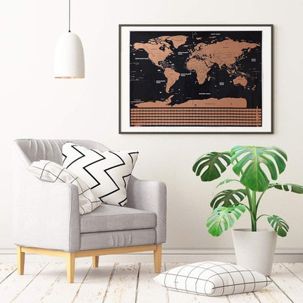 Malatec Wereldkaart Kraskaart - Met Vlaggen - 82 x 59 cm