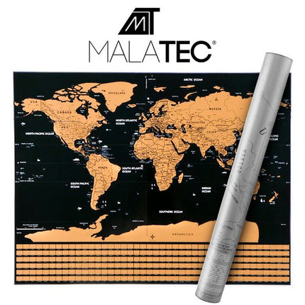 Malatec Wereldkaart Kraskaart - Met Vlaggen - 82 x 59 cm