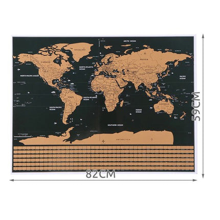 Malatec Wereldkaart Kraskaart - Met Vlaggen & Accessoires - 82x59 cm