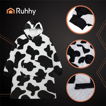 Ruhhy Oversized Blanket Hoodie - XXL - Zwart/Wit - Warm & Zacht