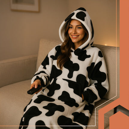 Ruhhy Oversized Blanket Hoodie - XXL - Zwart/Wit - Warm & Zacht
