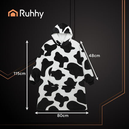 Ruhhy Oversized Blanket Hoodie - XXL - Zwart/Wit - Warm & Zacht