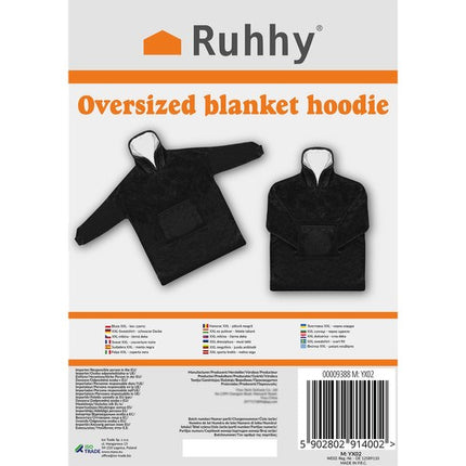 Ruhhy XXL Oversized Deken-Sweatshirt - Zwart - 120x190 cm