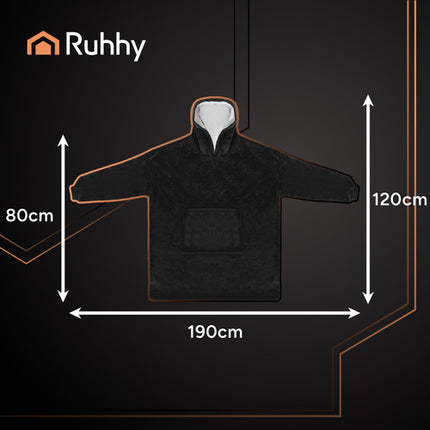 Ruhhy XXL Oversized Deken-Sweatshirt - Zwart - 120x190 cm