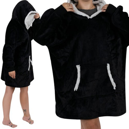 Ruhhy XXL Oversized Deken-Sweatshirt - Zwart - Flanel