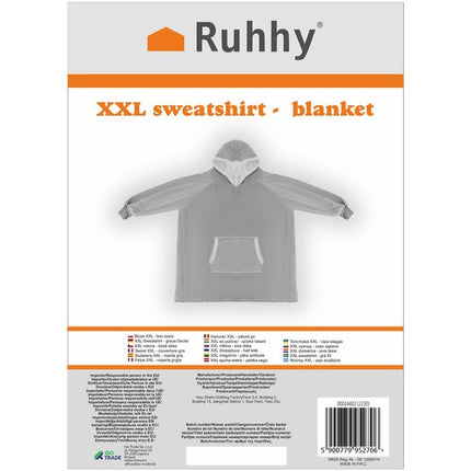 Ruhhy XXL Oversized Deken-Sweatshirt - Grijs - Flanel
