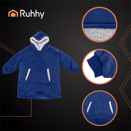 Ruhhy Oversized Blanket Hoodie - XXL - Donkerblauw - Warm & Zacht
