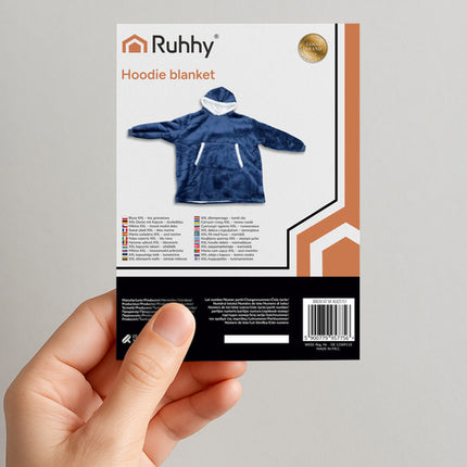 Ruhhy Oversized Blanket Hoodie - XXL - Donkerblauw - Warm & Zacht