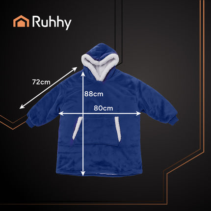 Ruhhy Oversized Blanket Hoodie - XXL - Donkerblauw - Warm & Zacht