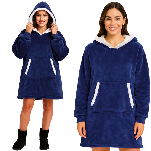 Ruhhy Oversized Blanket Hoodie - XXL - Donkerblauw - Warm & Zacht