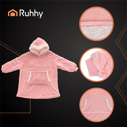 Ruhhy Oversized Blanket Hoodie - XXL - Roze - Warm & Zacht
