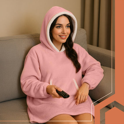 Ruhhy Oversized Blanket Hoodie - XXL - Roze - Warm & Zacht
