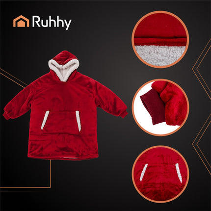 Ruhhy Oversized Blanket Hoodie - XXL - Rood - Warm & Zacht