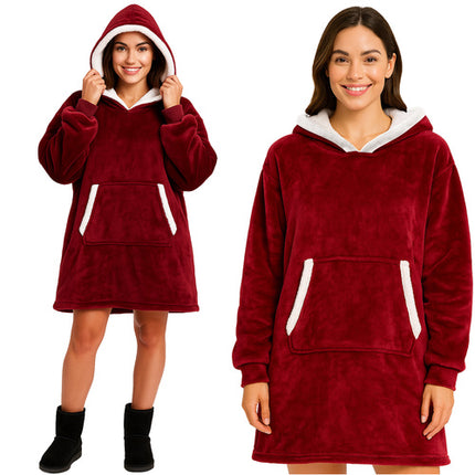 Ruhhy Oversized Blanket Hoodie - XXL - Rood - Warm & Zacht