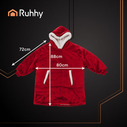 Ruhhy Oversized Blanket Hoodie - XXL - Rood - Warm & Zacht