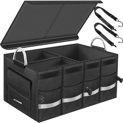Xtrobb Kofferbak Organizer - 50 Liter - Met Deksel en Vakken - Zwart