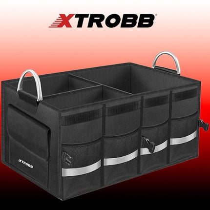 Xtrobb Kofferbak Organizer - 50 Liter - Met Deksel en Vakken - Zwart
