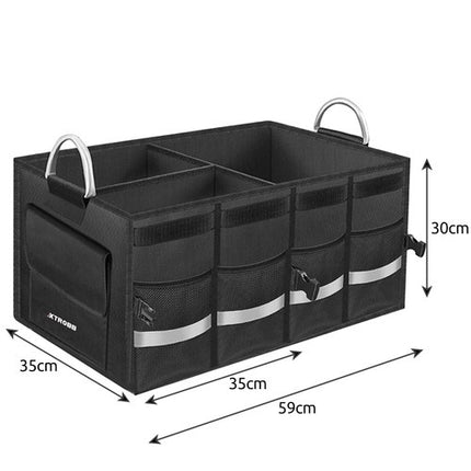 Xtrobb Kofferbak Organizer - 50 Liter - Met Deksel en Vakken - Zwart
