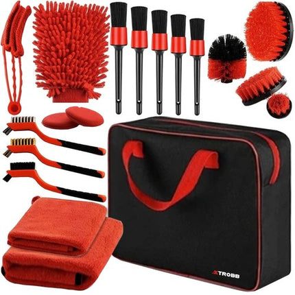 Xtrobb Auto Detailing Set - 19-Delig - Professionele Reinigingskit - Zwart/Rood
