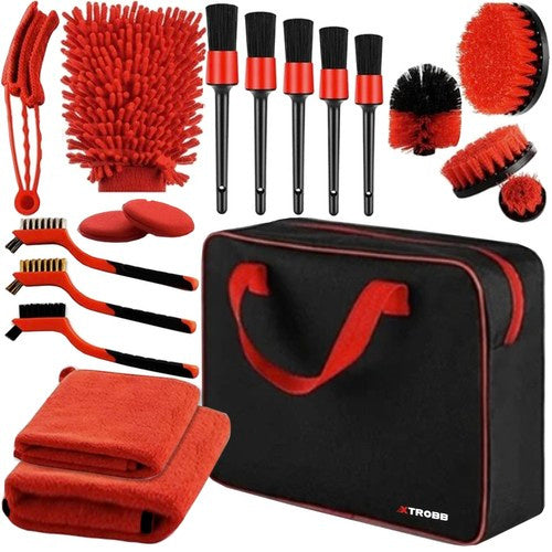 Xtrobb Auto Detailing Set - 19-Delig - Professionele Reinigingskit - Zwart/Rood