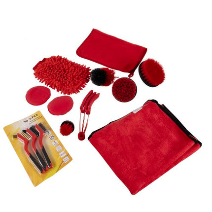 Xtrobb Auto Detailing Set - 19-Delig - Professionele Reinigingskit - Zwart/Rood