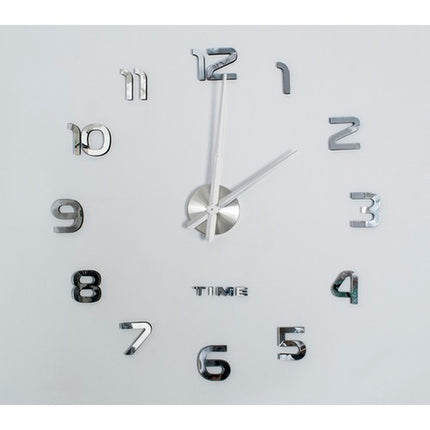 Ruhhy DIY Wandklok - Zelfklevend - 60-130 cm - Zilver - 3D Effect