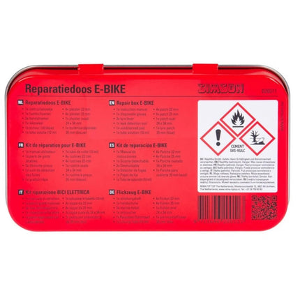 Simson Reparatiedoos E-bike – Complete Reparatieset voor Lekke Banden – Inclusief Solutie en Bandenlichters