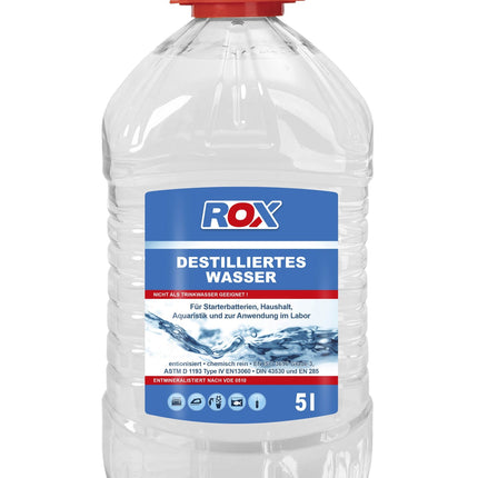 ROX Accuwater 5 Liter – Gedemineraliseerd Water – Voor Accu's en Strijkijzers